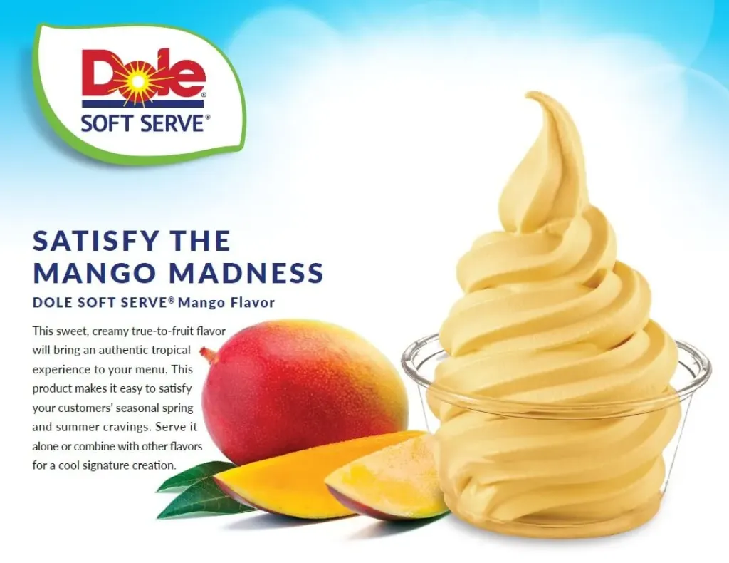 [KWD561-A6120] Dole Soft Serve Mix 4.4lb pouches (4 count per case) (Mango)